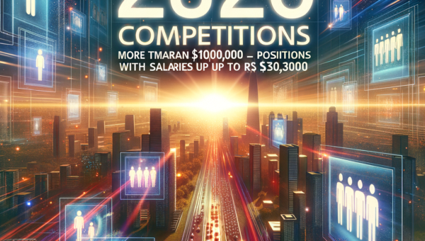 Illustration of Concursos 2026: Mais de 100 mil vagas e salários até R$30 mil