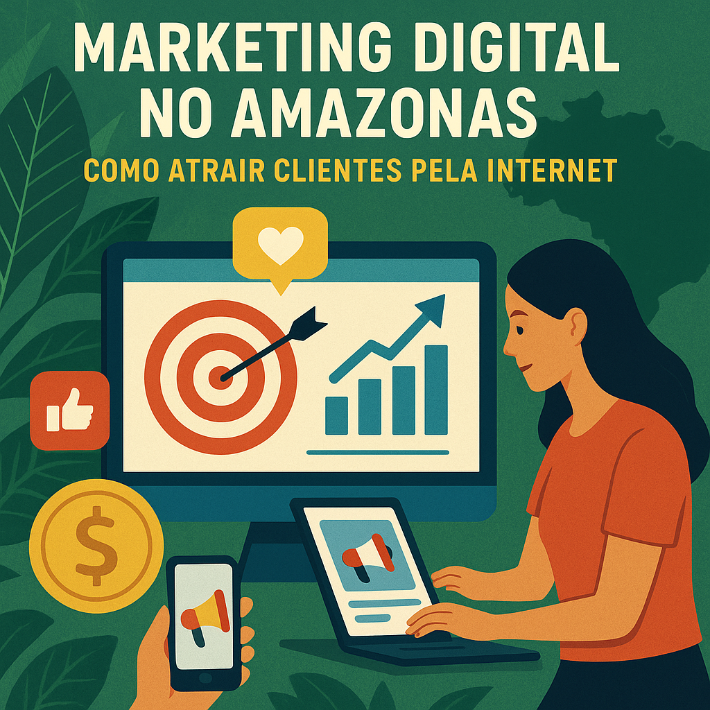 Illustration of Marketing Digital no Amazonas: Como Atrair Clientes pela Internet