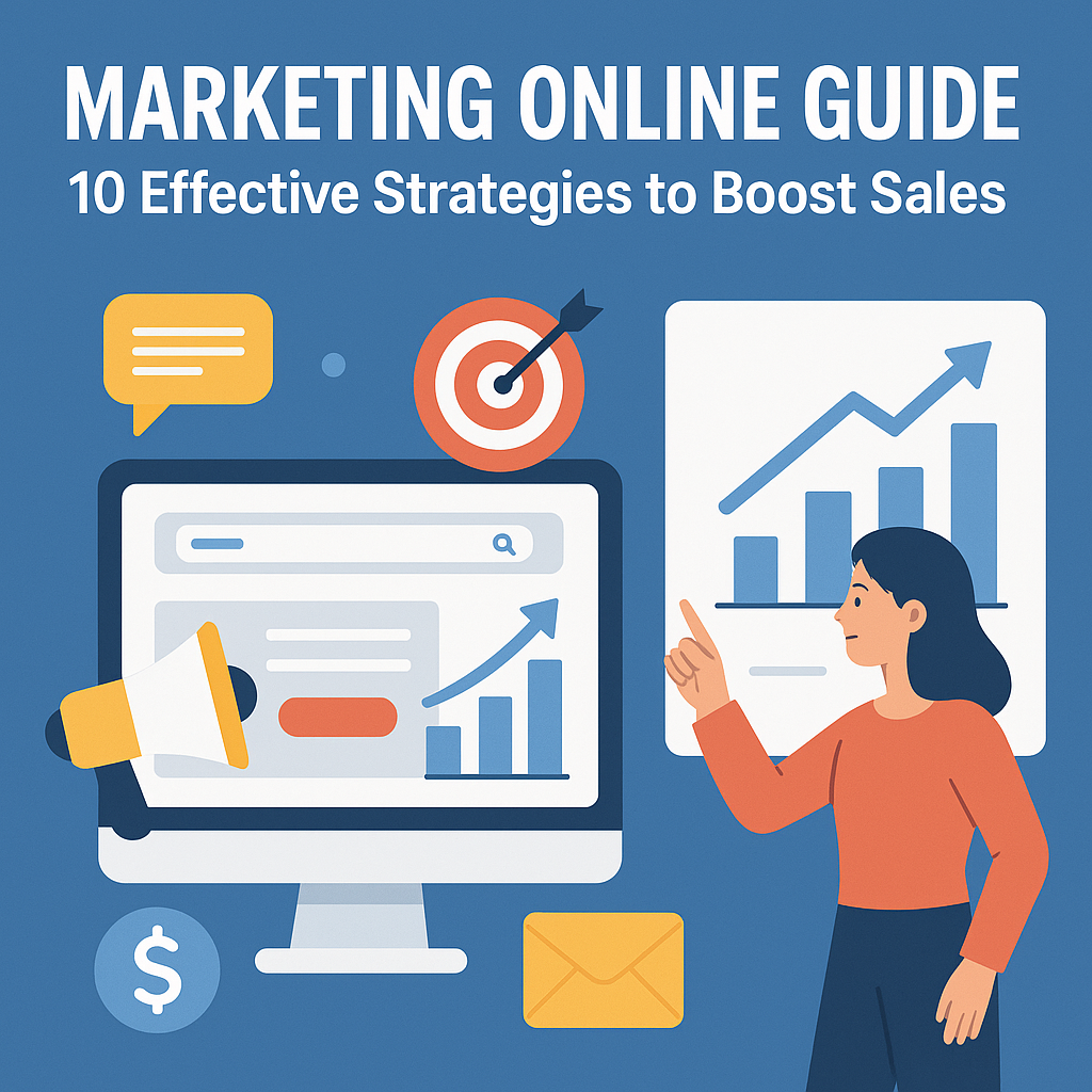 online marketing illustration for Marketing Online Guide: 10 Effective Strategies to Boost Sales