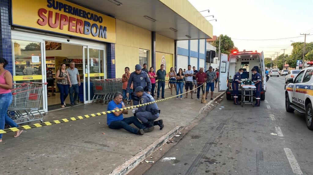 Um homem foi baleado na tarde desta segunda-feira em frente ao supermercado Superbom, localizado no Paranoá Parque